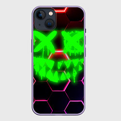 Чехол для iPhone 14 Plus Монстр из неона, цвет: 3D-серый