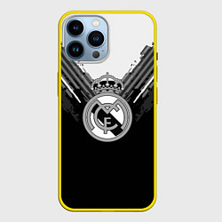 Чехол для iPhone 14 Pro Max FC Real Madrid: Black Style, цвет: 3D-желтый