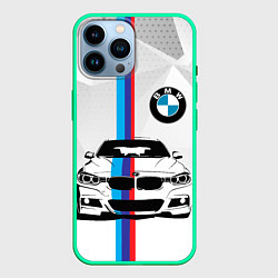 Чехол для iPhone 14 Pro Max BMW БМВ M PERFORMANCE, цвет: 3D-мятный