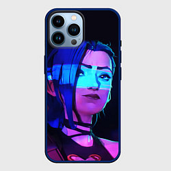 Чехол для iPhone 14 Pro Max Джинкс Паудер неон, цвет: 3D-тёмно-синий