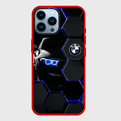 Чехол для iPhone 14 Pro Max BMW НЕОН СОТЫ, цвет: 3D-красный