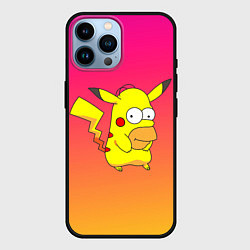 Чехол для iPhone 14 Pro Max Гомер Симпсон Пикачу, цвет: 3D-черный