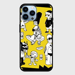 Чехол для iPhone 14 Pro Max Весёлая компашка мультфильма Симпсоны - полный рас, цвет: 3D-черный