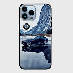 Чехол для iPhone 14 Pro Max БМВ у горного озера, цвет: 3D-черный