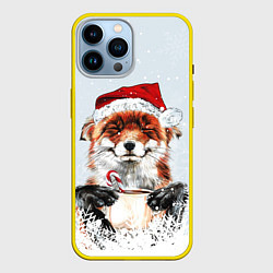 Чехол для iPhone 14 Pro Max Merry Christmas foxy, цвет: 3D-желтый