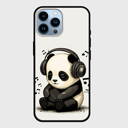 Чехол для iPhone 14 Pro Max Милая панда в наушниках, цвет: 3D-черный