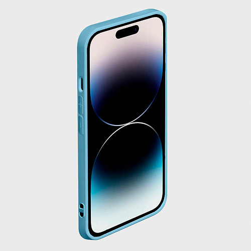 Чехол iPhone 14 Pro Max Силуэт лисы на градиентном фоне / 3D-Голубой – фото 2