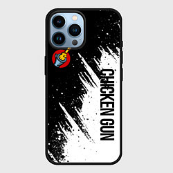 Чехол для iPhone 14 Pro Max Chicken gun - белая краска, цвет: 3D-черный