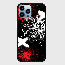 Чехол для iPhone 14 Pro Max Тойота на фоне граффити и брызг красок, цвет: 3D-черный