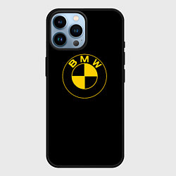 Чехол для iPhone 14 Pro Max BMW logo yellow, цвет: 3D-черный