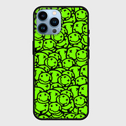 Чехол для iPhone 14 Pro Max Nirvana green logo smile, цвет: 3D-черный