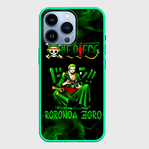 Чехол iPhone 14 Pro Ророноа Зоро Ван-Пис / 3D-Мятный – фото 1