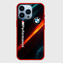 Чехол для iPhone 14 Pro BMW M PERFORMANCE NEON БМВ М НЕОН, цвет: 3D-красный