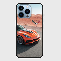 Чехол для iPhone 14 Pro Chevrolet Corvette - Motorsport - Desert, цвет: 3D-черный