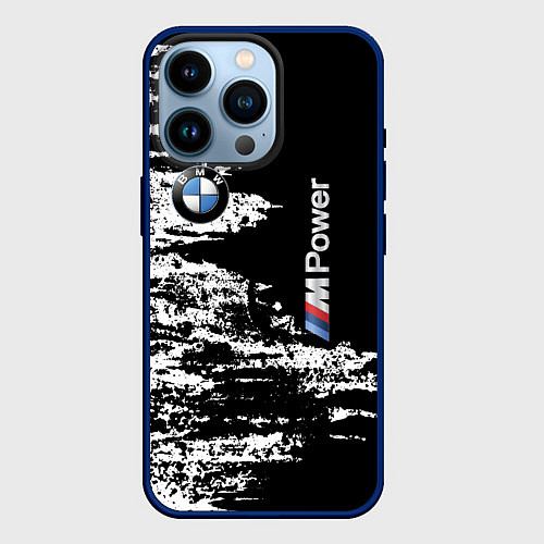 Чехол iPhone 14 Pro BMW M Power - pattern / 3D-Тёмно-синий – фото 1