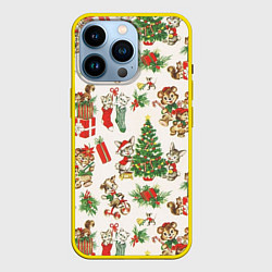 Чехол для iPhone 14 Pro Christmas Рождество, цвет: 3D-желтый