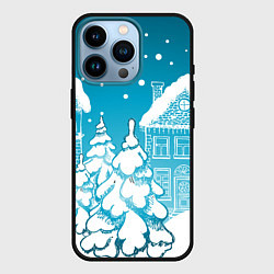 Чехол для iPhone 14 Pro Новогодний зимний дворик, цвет: 3D-черный