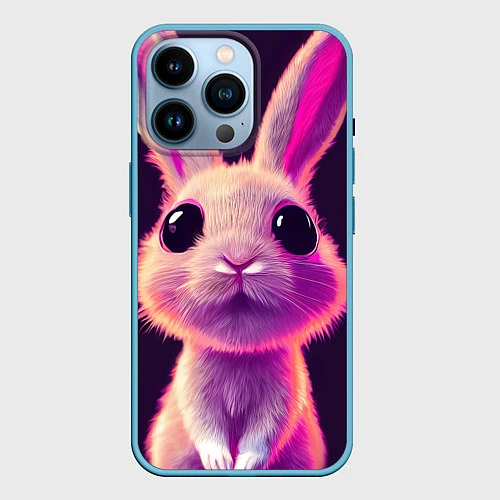 Чехол iPhone 14 Pro Кролик 3Д арт / 3D-Голубой – фото 1