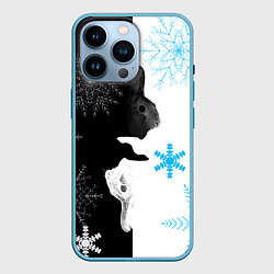 Чехол для iPhone 14 Pro Два кролика, цвет: 3D-голубой