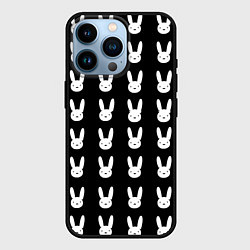 Чехол для iPhone 14 Pro Bunny pattern black, цвет: 3D-черный