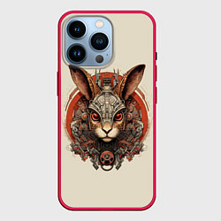 Чехол для iPhone 14 Pro Механический заяц, цвет: 3D-малиновый
