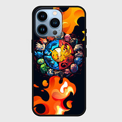 Чехол для iPhone 14 Pro Символы покемона, цвет: 3D-черный