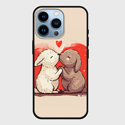 Чехол для iPhone 14 Pro Влюбленные кролики, цвет: 3D-черный