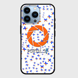 Чехол для iPhone 14 Pro Portal logo pattern steel, цвет: 3D-черный