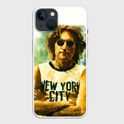 Чехол для iPhone 14 John Lennon: New York, цвет: 3D-белый