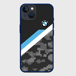 Чехол для iPhone 14 BMW: Pixel Military, цвет: 3D-тёмно-синий