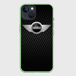 Чехол для iPhone 14 MINI COOPER CARBON, цвет: 3D-салатовый