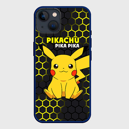 Чехол iPhone 14 Pikachu Pika Pika / 3D-Тёмно-синий – фото 1