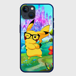Чехол для iPhone 14 Пикачу в сказочном королевстве, цвет: 3D-тёмно-синий