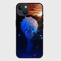 Чехол для iPhone 14 Сатору гото голубые глаза, цвет: 3D-черный