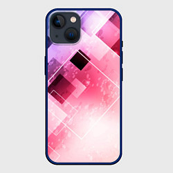 Чехол для iPhone 14 Розово-голубая абстрактная геометрия, цвет: 3D-тёмно-синий