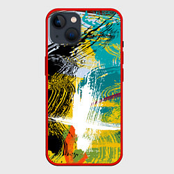 Чехол для iPhone 14 Абстрактные мазки цветной краской strokes of paint, цвет: 3D-красный
