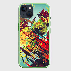 Чехол для iPhone 14 Смелые мазки краски Экспрессионизм Bold strokes of, цвет: 3D-салатовый