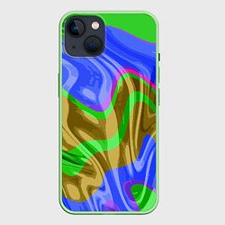 Чехол для iPhone 14 Яркая неоновая абстракция, цвет: 3D-салатовый