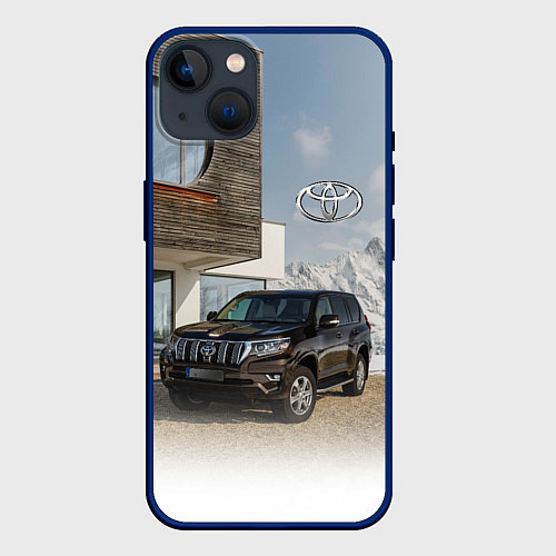 Чехол iPhone 14 Тoyota Land Cruiser Prado у горного коттеджа Mount / 3D-Тёмно-синий – фото 1