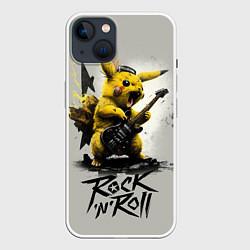 Чехол для iPhone 14 Пикачу рокер, цвет: 3D-белый