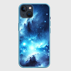 Чехол для iPhone 14 Космический голубой пейзаж, цвет: 3D-голубой