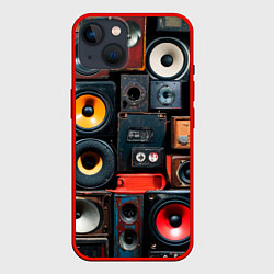 Чехол для iPhone 14 Audio speaker, цвет: 3D-красный
