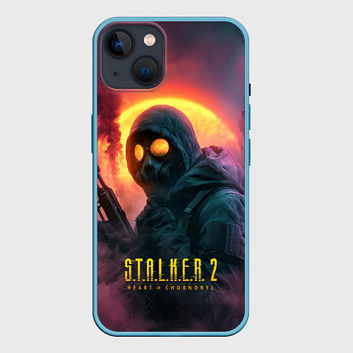 Чехол iPhone 14 Stalker 2 радиоактивный фон / 3D-Голубой – фото 1