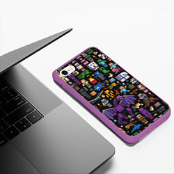 Чехол iPhone 6/6S Plus матовый MINECRAFT, цвет: 3D-фиолетовый — фото 2