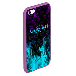 Чехол iPhone 6/6S Plus матовый GENSHIN IMPACT НЕОНОВЫЙ ОГОНЬ, цвет: 3D-фиолетовый — фото 2