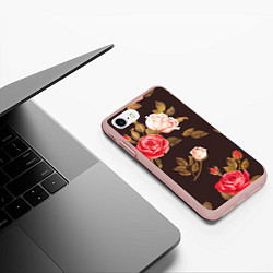 Чехол iPhone 7/8 матовый Мотив из роз, цвет: 3D-светло-розовый — фото 2