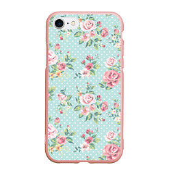 Чехол iPhone 7/8 матовый Цветы ретро 1, цвет: 3D-светло-розовый
