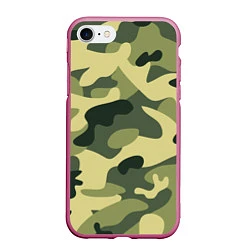Чехол iPhone 7/8 матовый Камуфляж: зеленый/хаки, цвет: 3D-малиновый