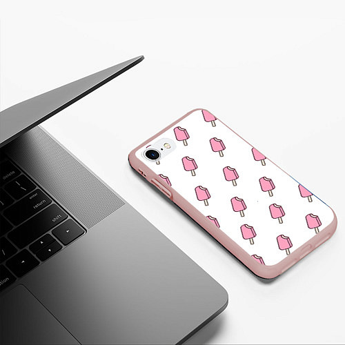 Чехол iPhone 7/8 матовый Мороженое розовое / 3D-Светло-розовый – фото 3