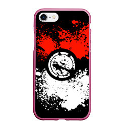 Чехол iPhone 7/8 матовый Pokeball, цвет: 3D-малиновый